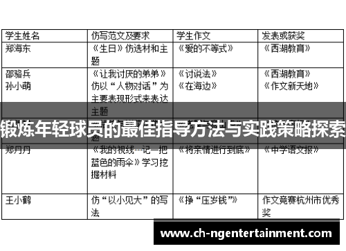 锻炼年轻球员的最佳指导方法与实践策略探索